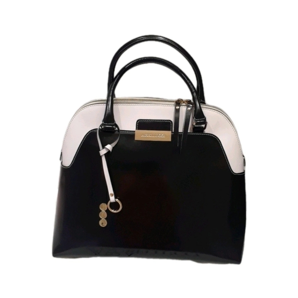 A. Bellucci Black and White Leather Satchel